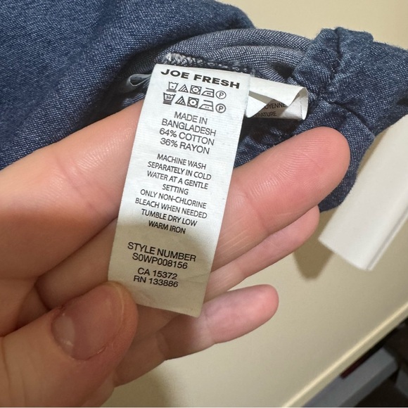 Women’s Joe Fresh Business Casual Blue Denim-Like Short Sleeve Blouse Size 1X - Picture 7 of 14